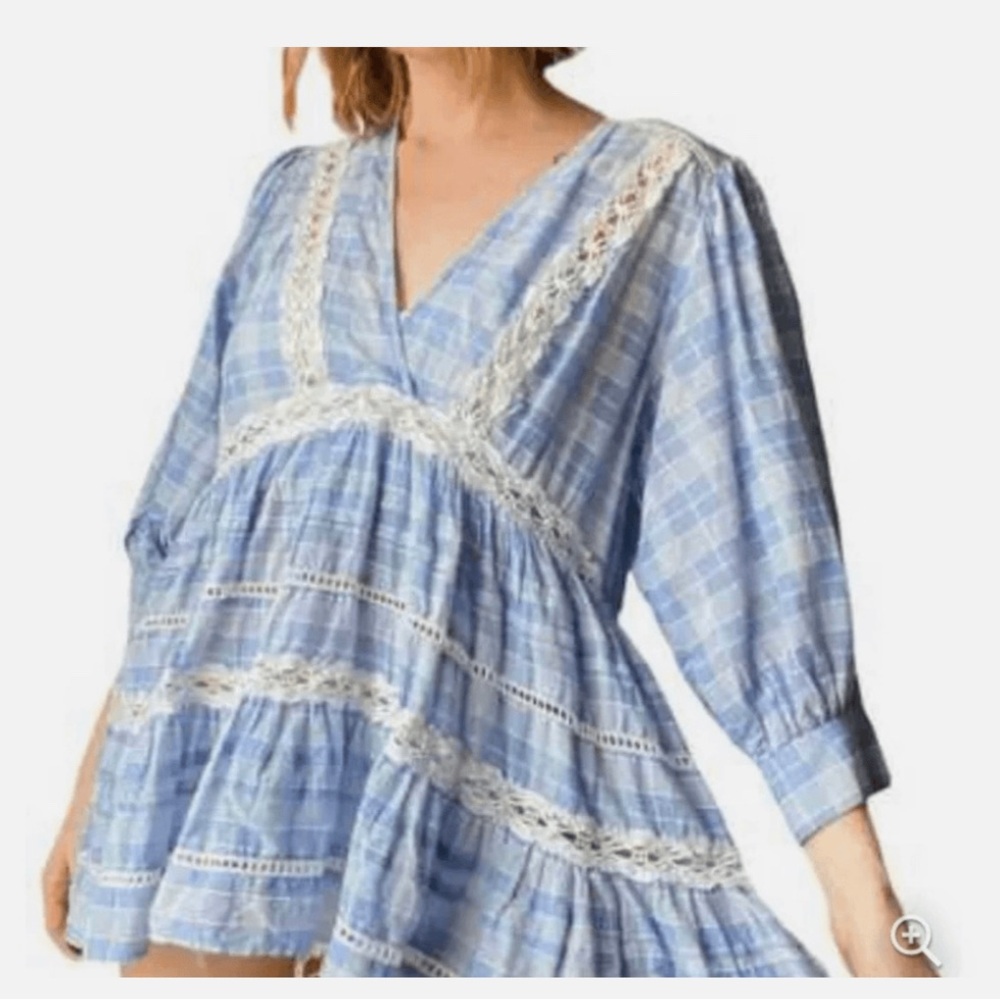 Free People Chambray Tunic Top | Blue and white lace